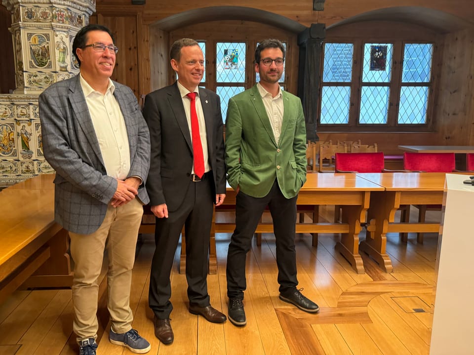 Der neue Stadtrat von Chur, Hans Martin Meuli, Patrik Degiacomi und Simon Gredig