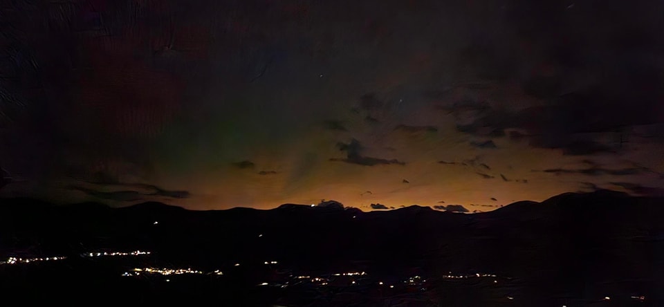 Aussicht von Brigels nach Obersaxen, Berglandschaft am Abend